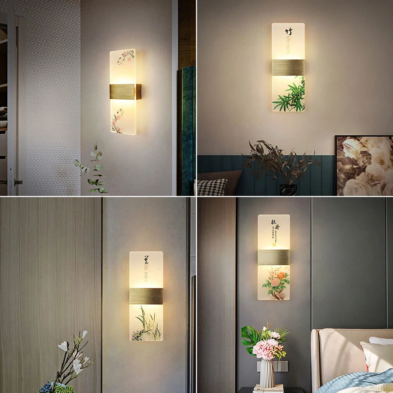 6W 10W LED Chinese Style Printing Wall Light