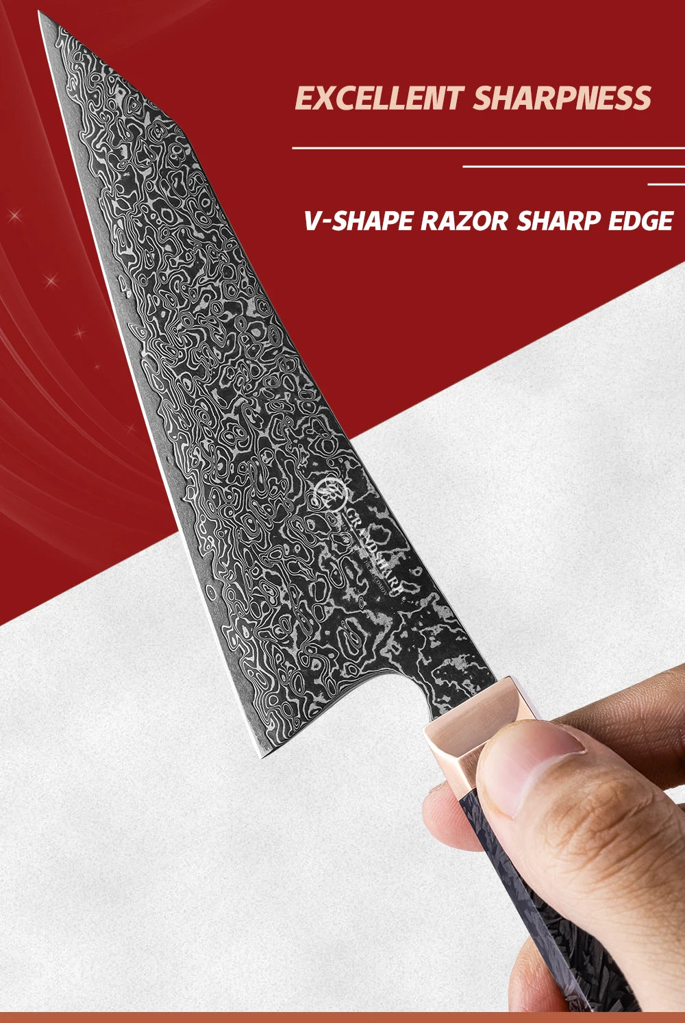 5.4"Bunka Knife 67 layers Damascus Steel