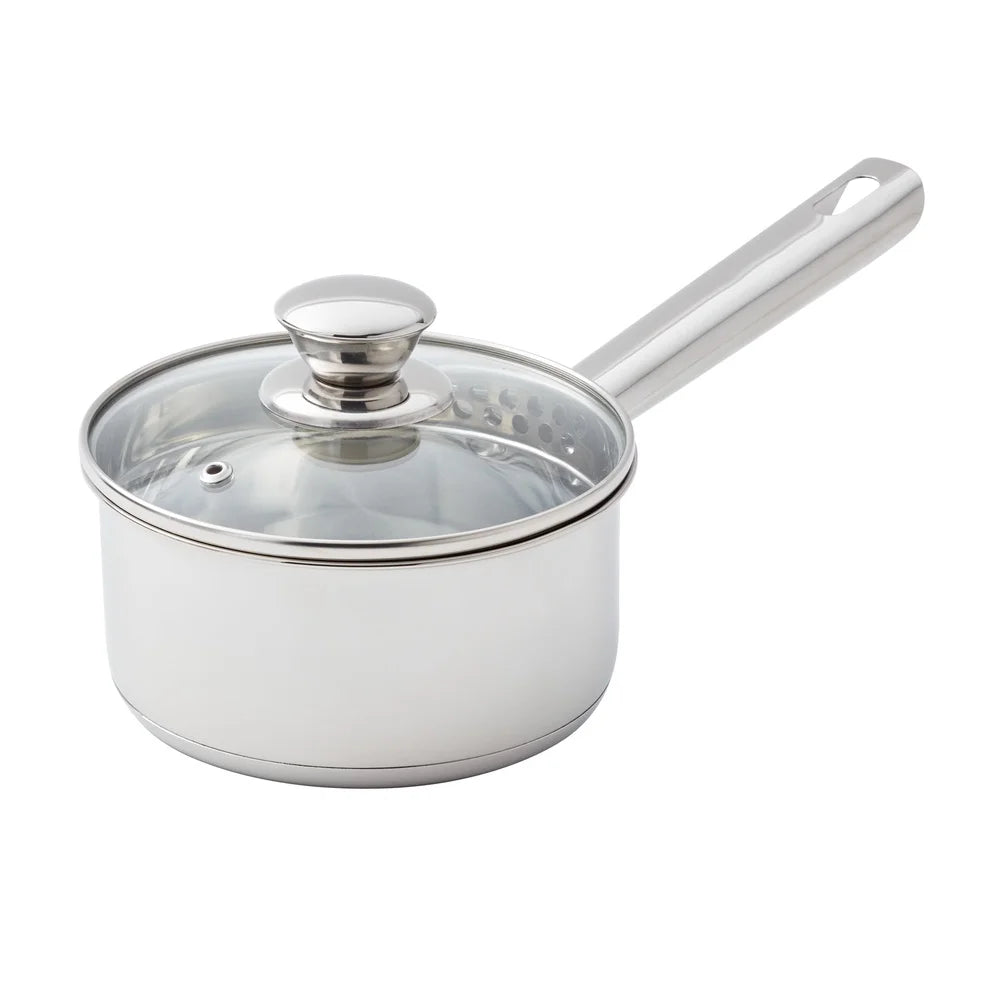 Stainless Steel Saucepan with Straining Lid, 1qt