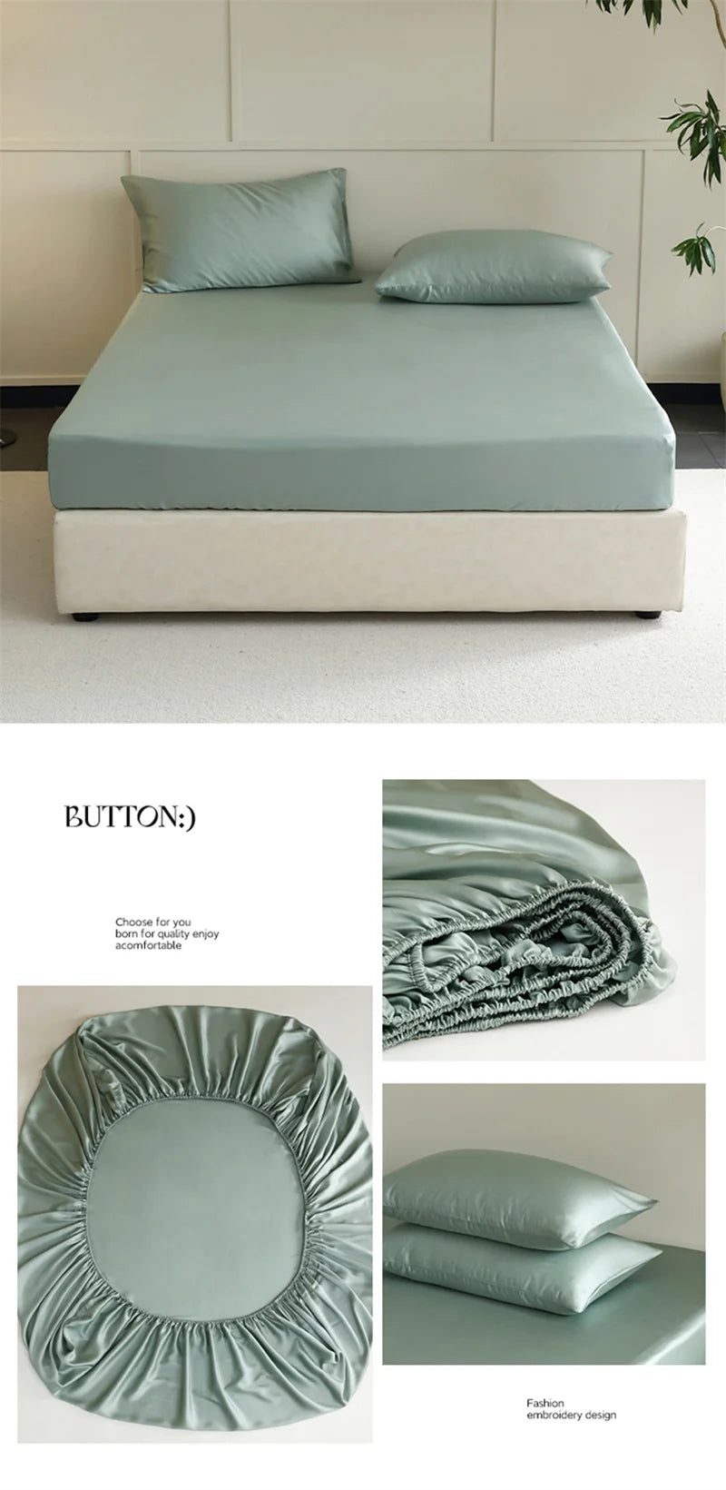 Mulberry Silk Fitted Sheet, Non-Slip Bed Cover