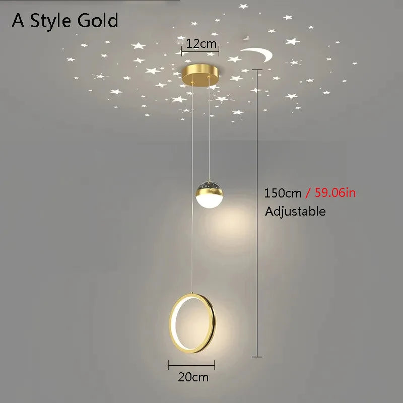 Starry Sky Projection Style Circular Led Pendant Light