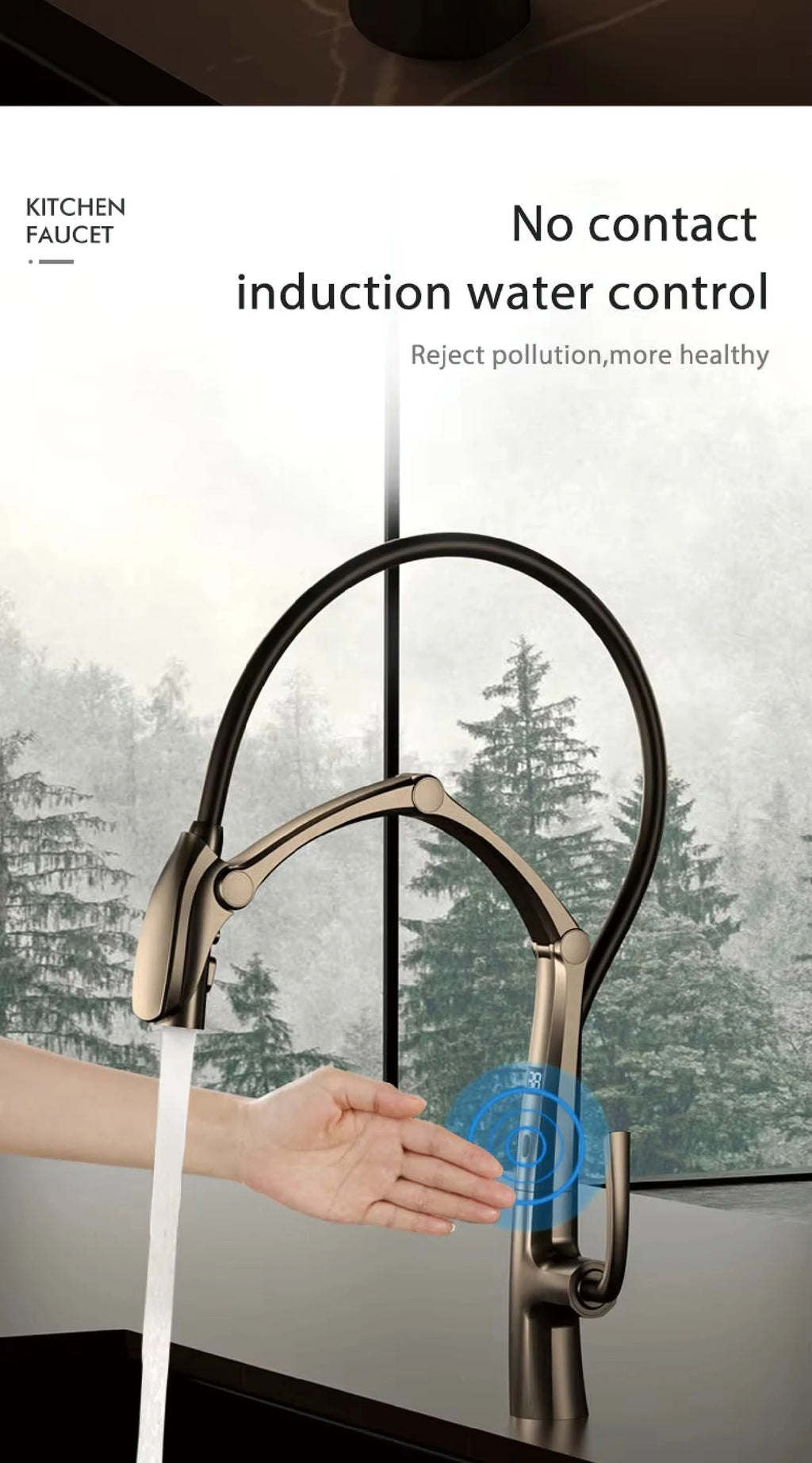 Kitchen Faucet, 3-Function Spray, Touchless, Multiple Finishes