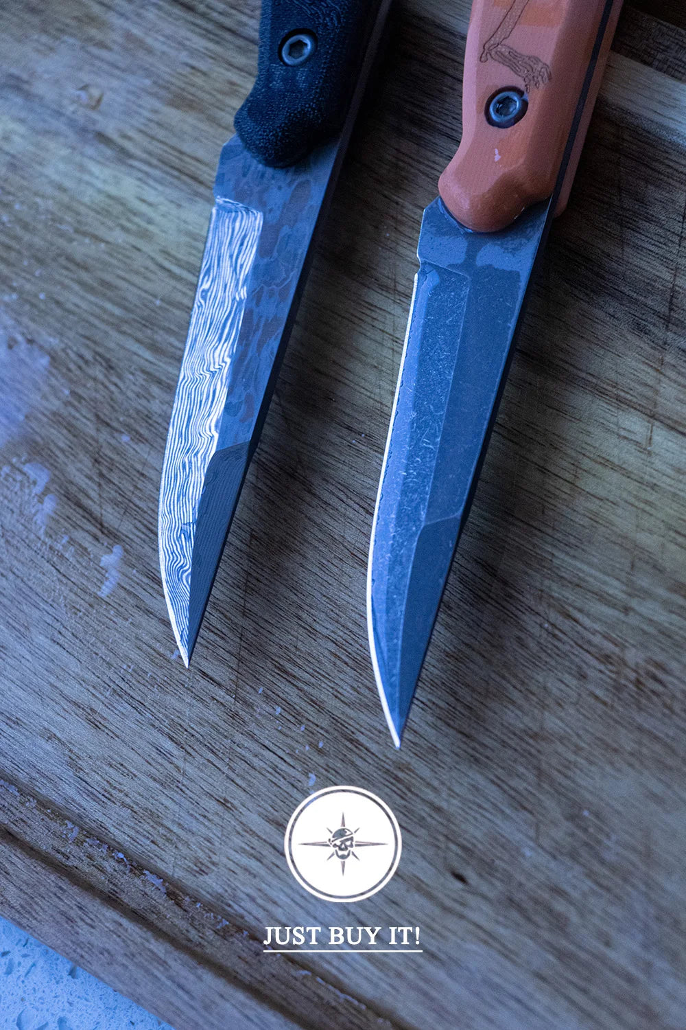 Damascus Steel, Wood Handle Fixed Blade Knife