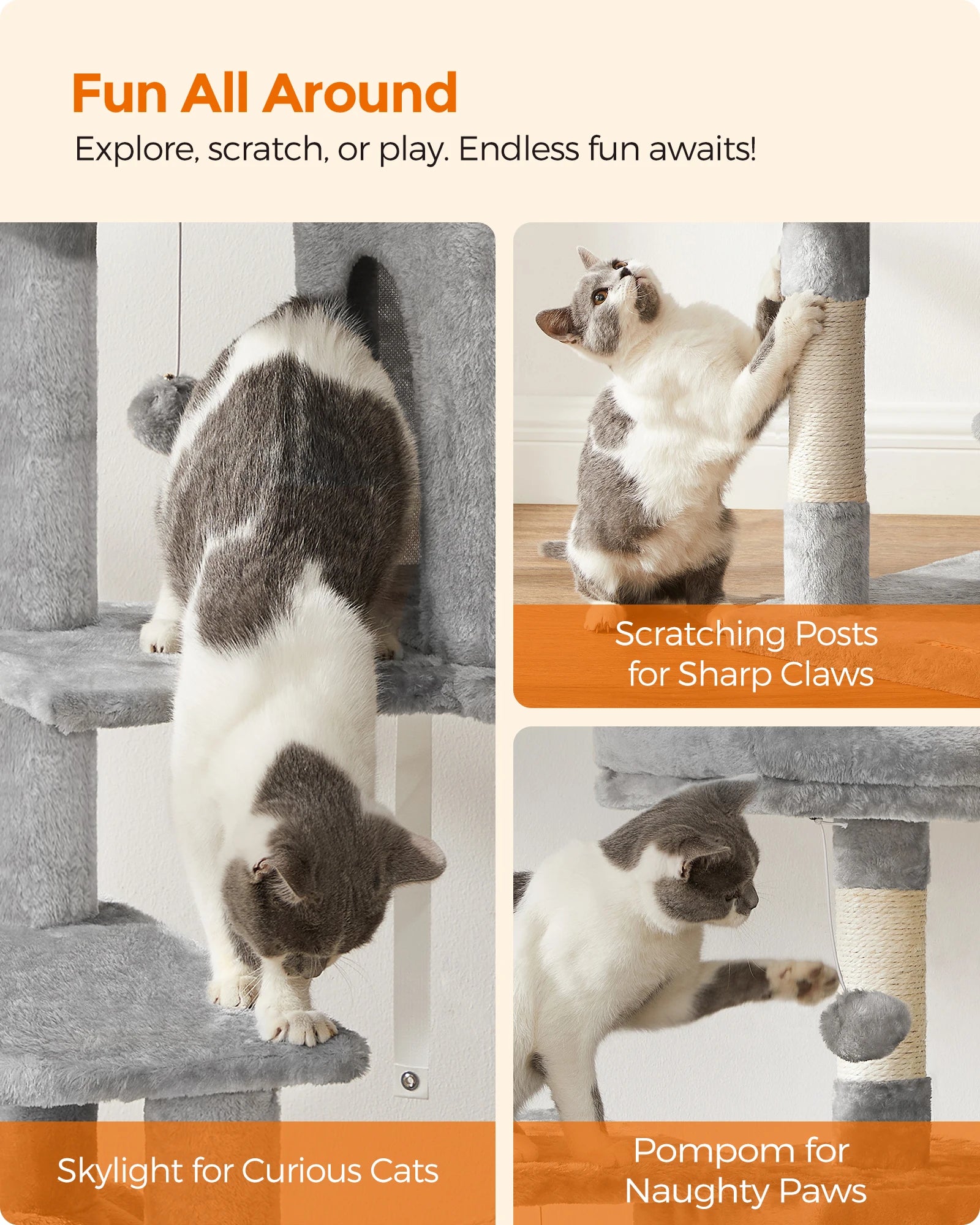 56.3-Inch Cat Tower for Indoor Cats