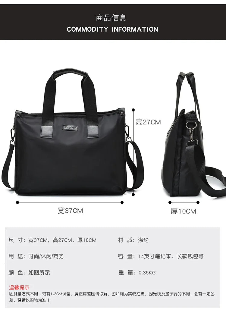 Business Briefcase Polyester Laptop Crossbody Bag