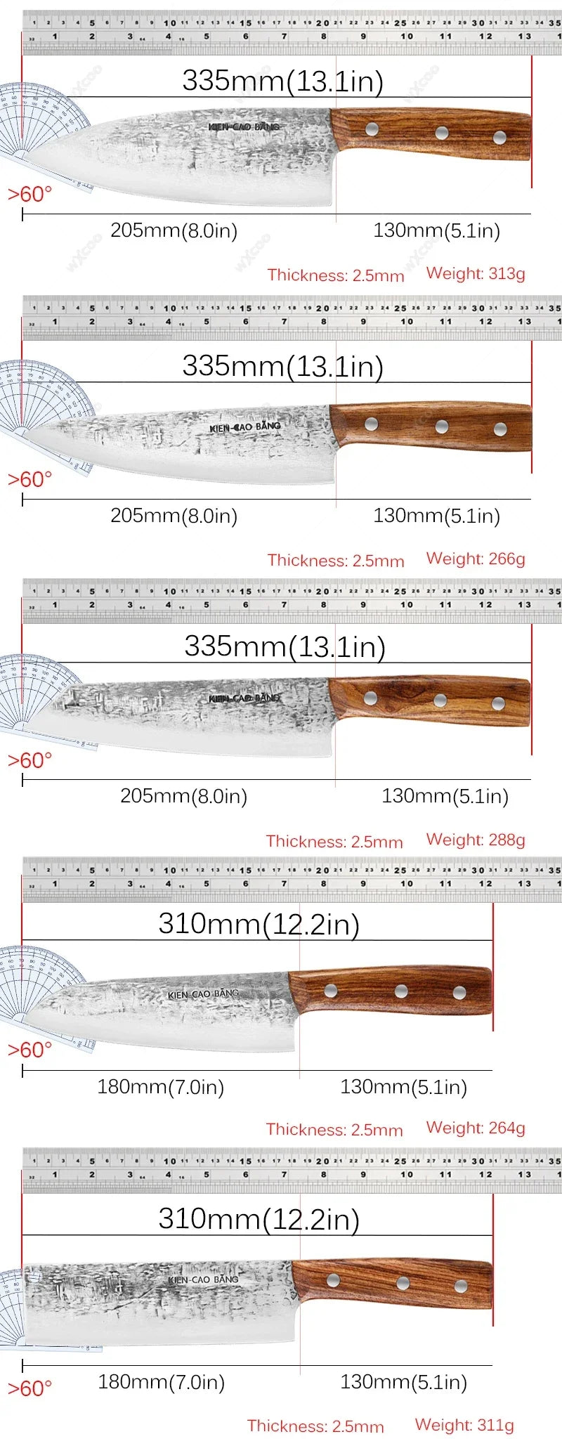 1-5pcs Japanese Kitchen Knives Set Stainless Steel Forged