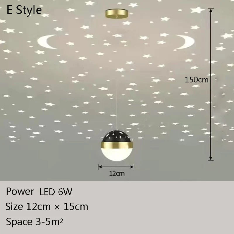 Starry Sky Projection Style Circular Led Pendant Light