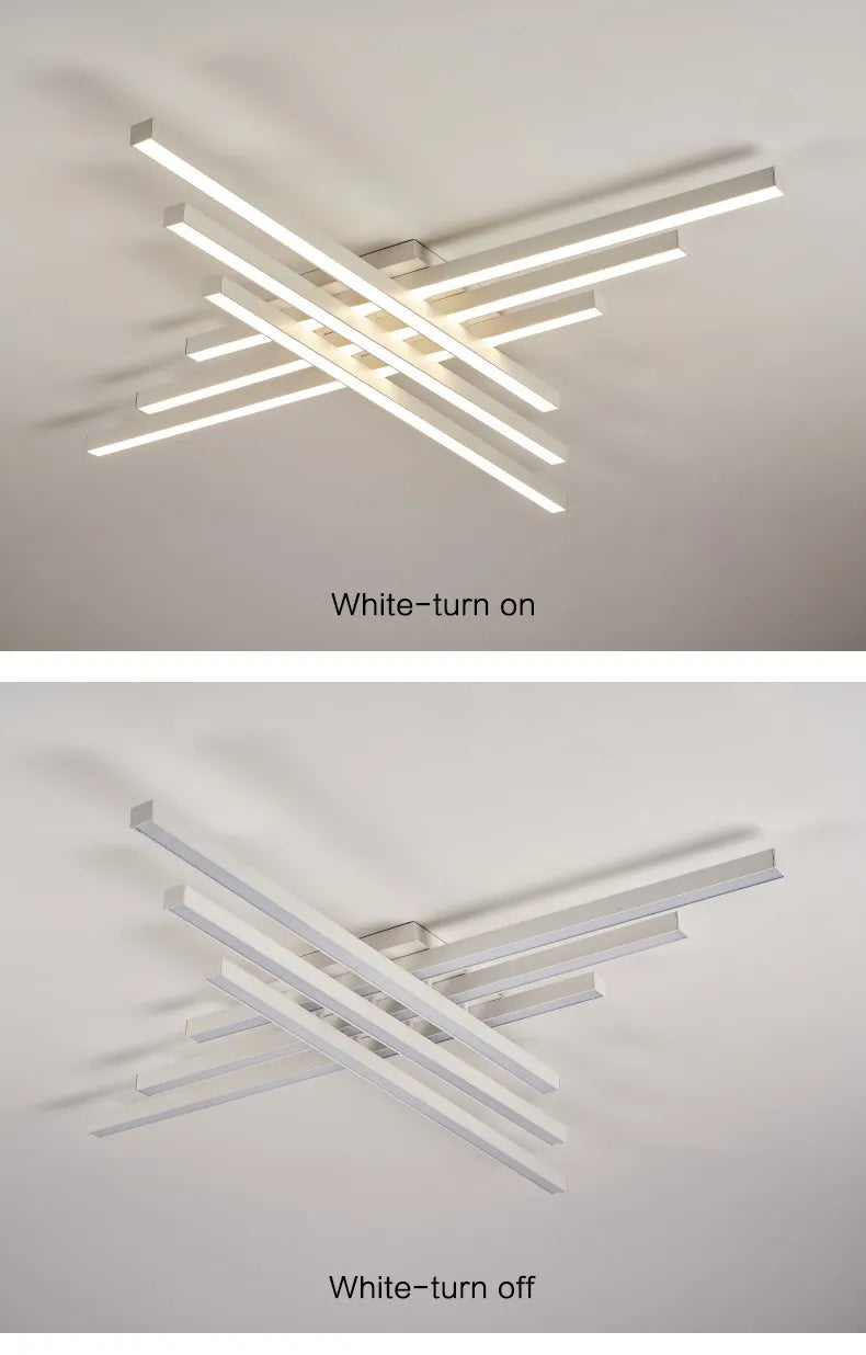 square led ceiling lamp, strip lights, black, white