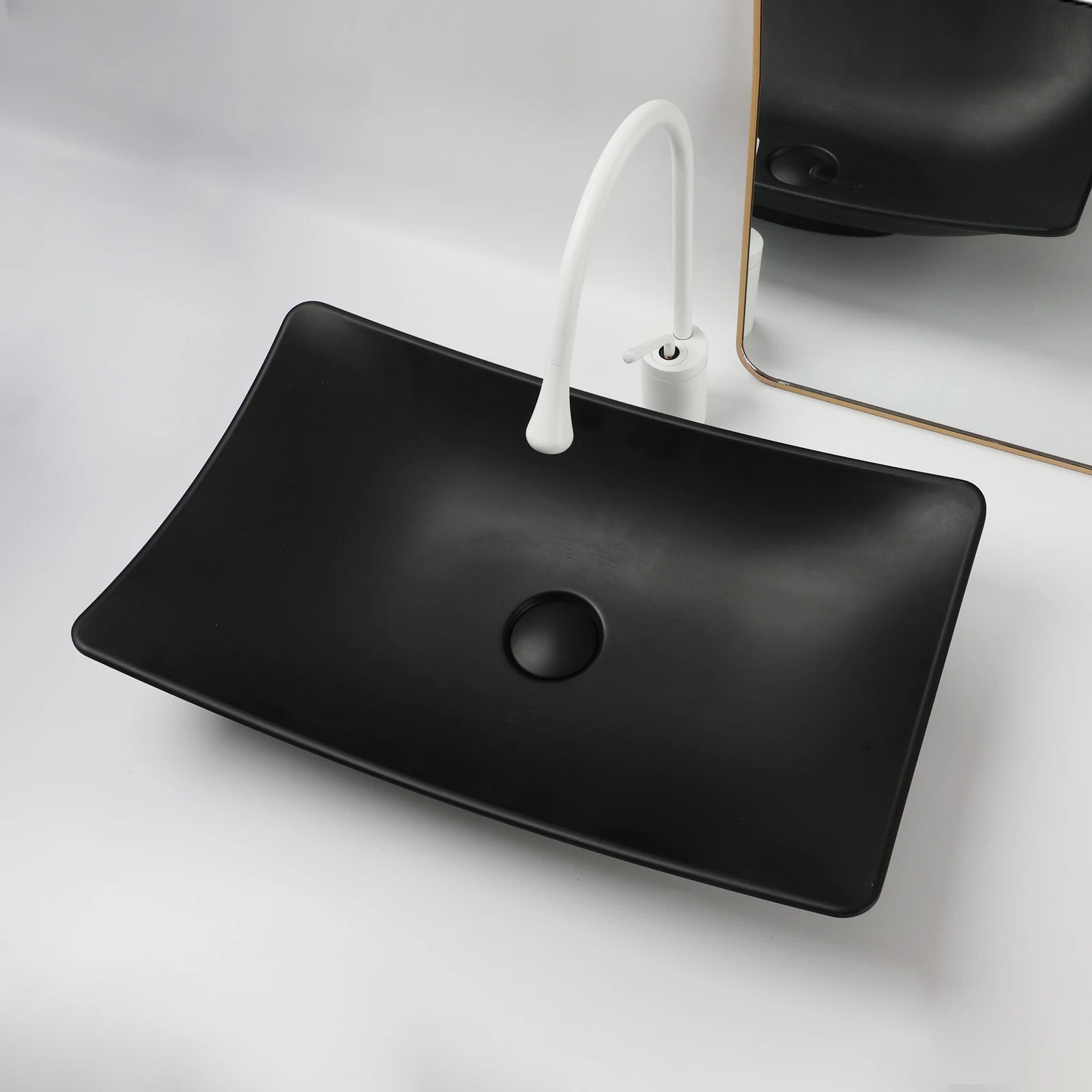 Blue Vessel Sink Deck Mounted, One Handle Faucet, Drain Set