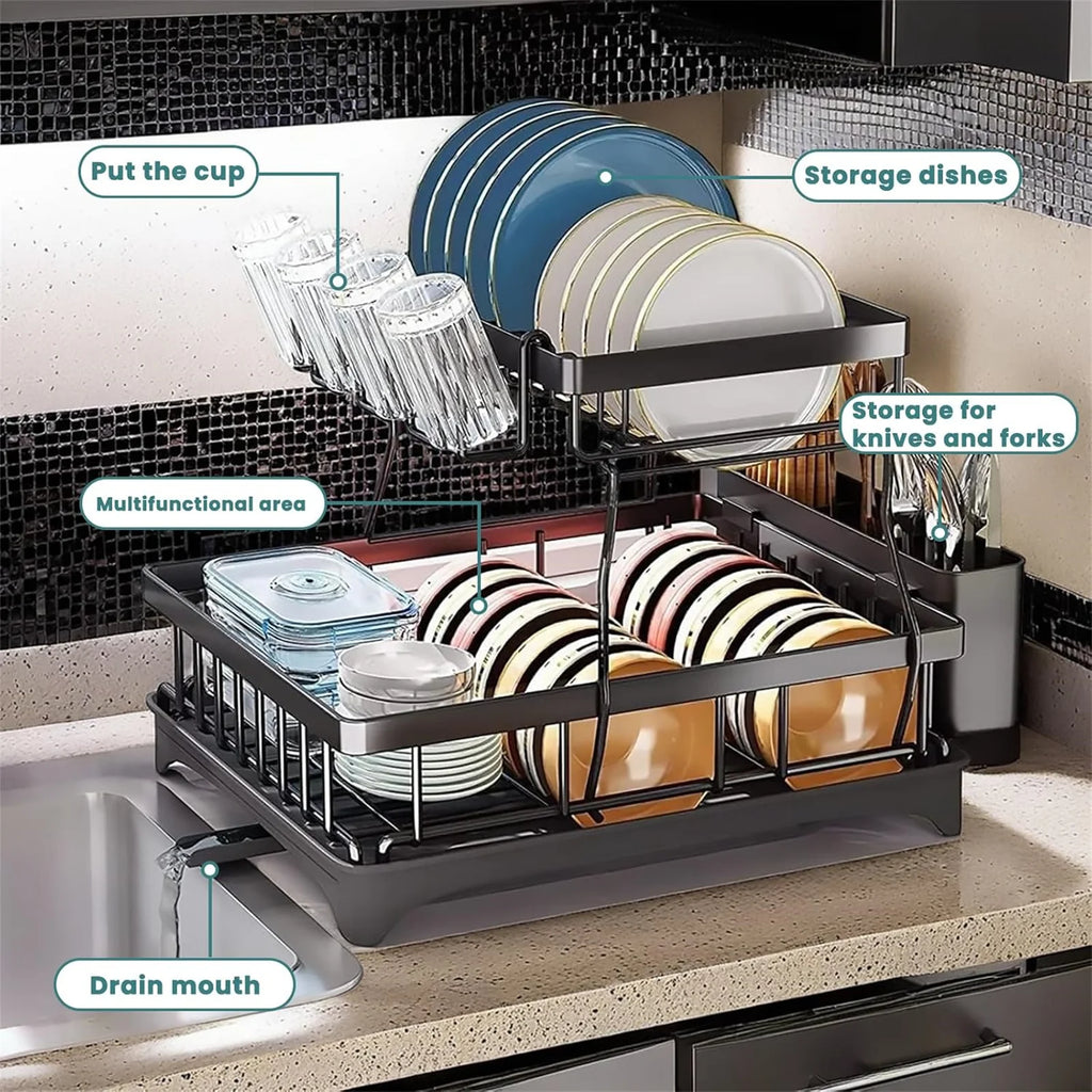 2-Tier Stainless Steel Dish Drying Rack