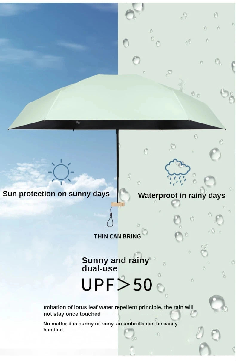 Mini Sun, Rain Umbrella Small Pocket Vinyl Folding