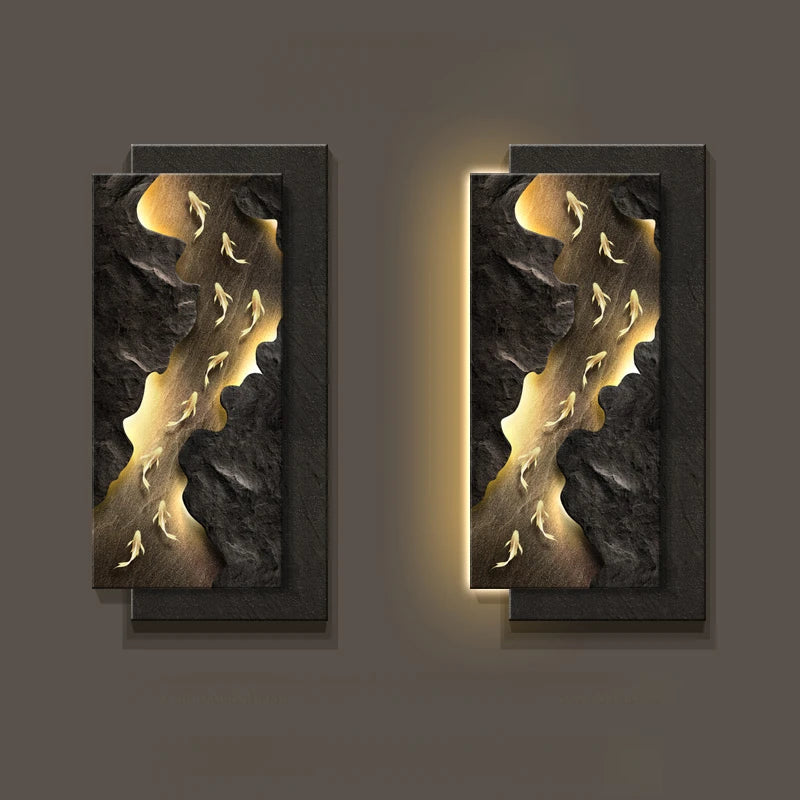 Led, Koi Fish Hanging Art Wall Lamps