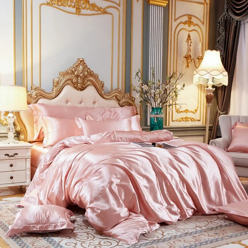 Satin Bedding Set, Duvet Cover, Bed Sheet, Pillowcase,