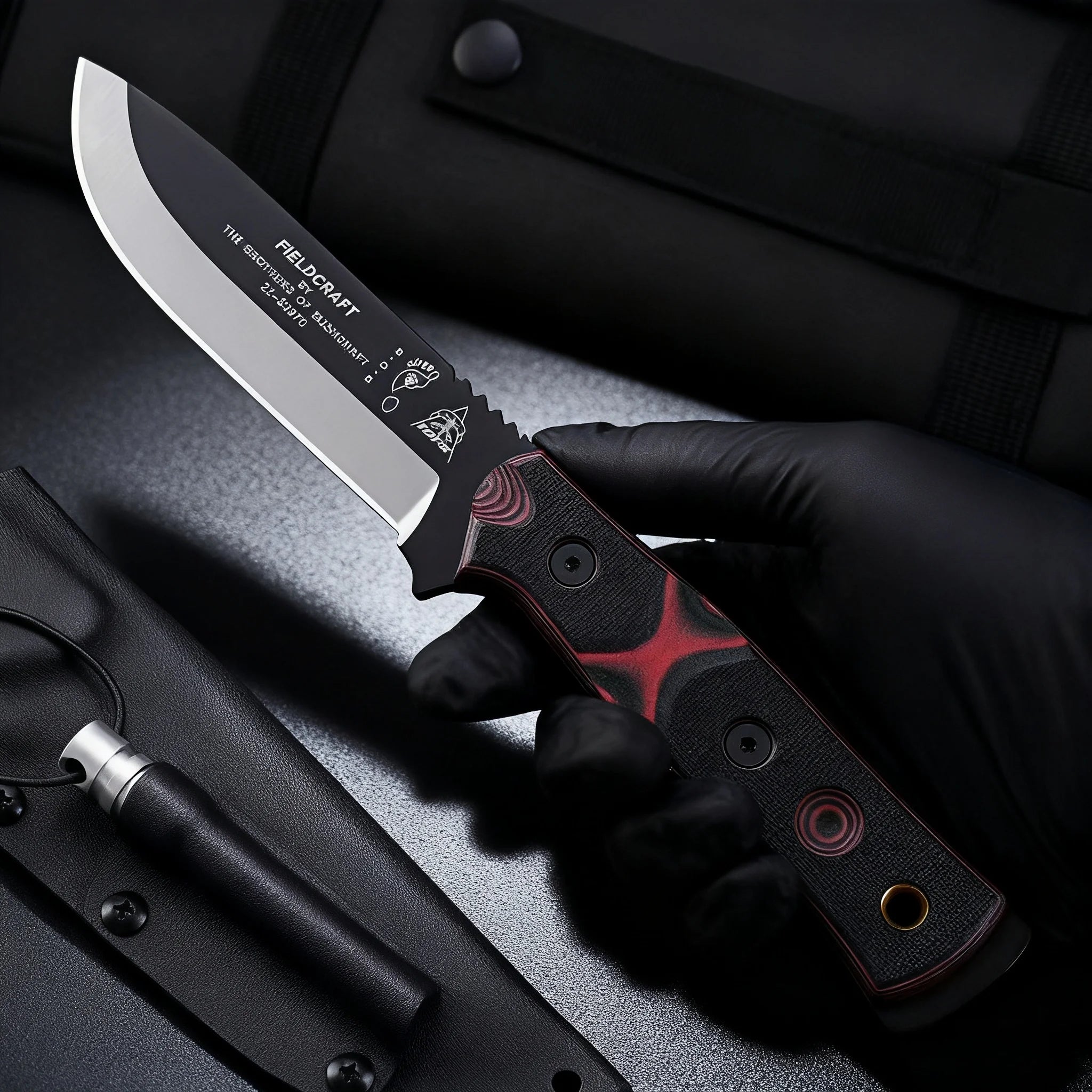 Straight knife, high-hardness 154CM alloy steel, sheath