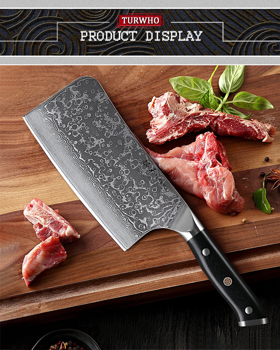 7" Bone Chopper Knife 67 Layers Japanese Damascus Steel