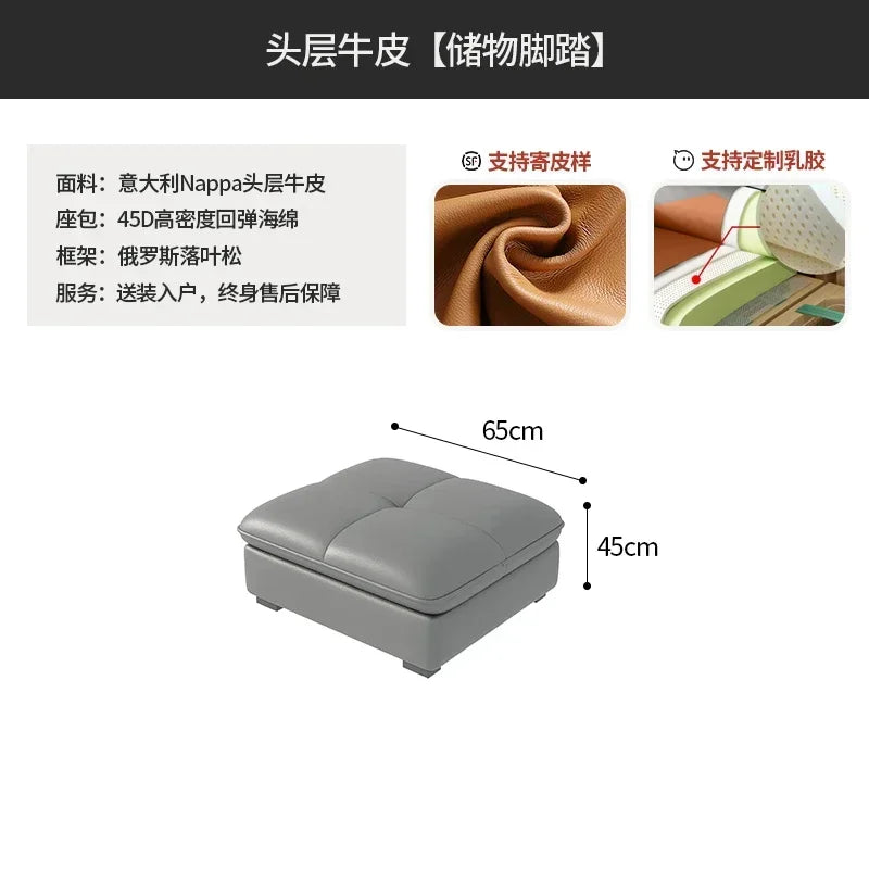 Genuine Leather Corner Sofa, Electric Reclining, Storage