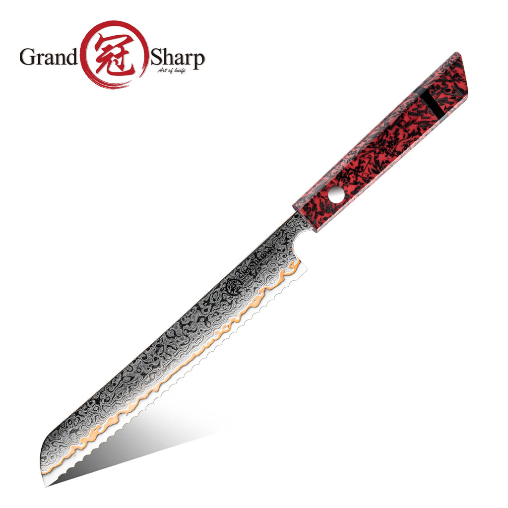 1-7PCS 55 Layers Copper Damascus Steel Chef Knife