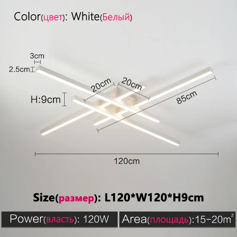 square led ceiling lamp, strip lights, black, white