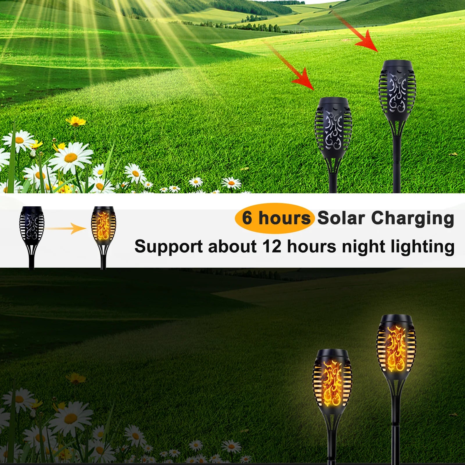 4/6/812Pcs Solar Torch Lights,