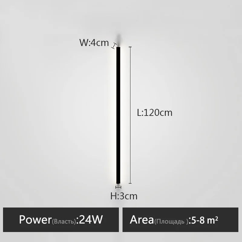 Wall lamp long strip black background