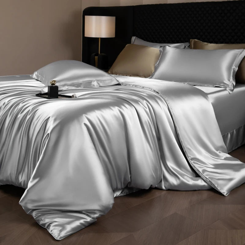 Silk Bedding Set, Duvet Cover, Fitted/Flat, Pillowcases