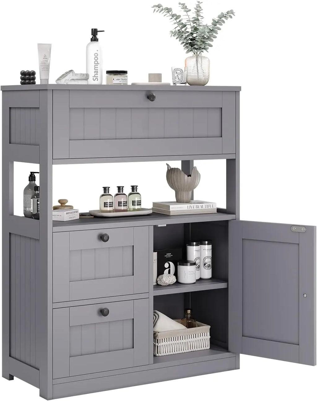 bathroom storage cabinet with 1 door and 3 drawers