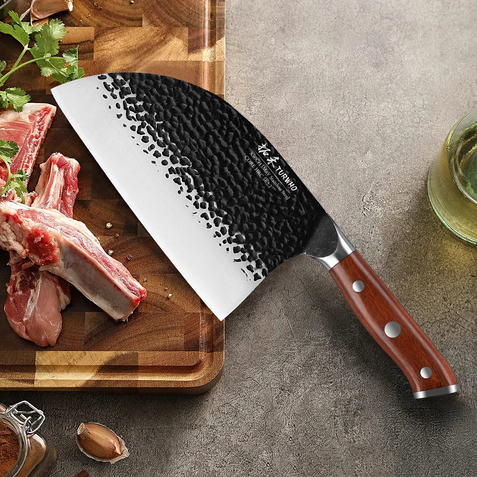 TURWHO 7" Japanese Hand Forged Butcher Knife