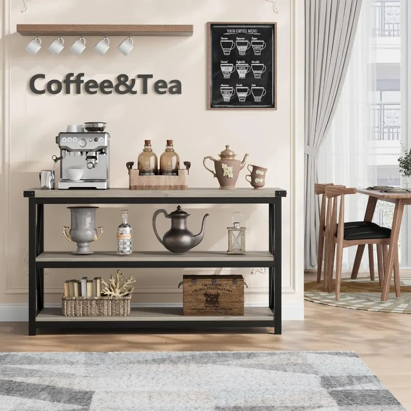 3 Tier Console Table, 47.2" Entryway Table with Storage
