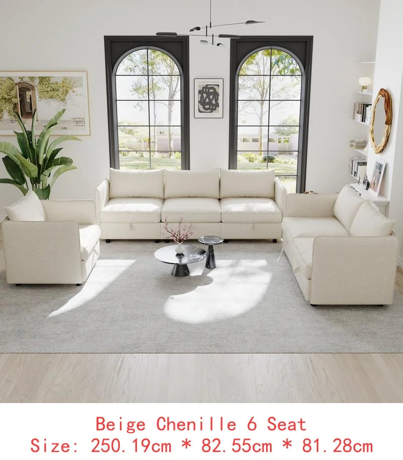 Sectional Sofa with Storage, Flexible Fabric Sleeper