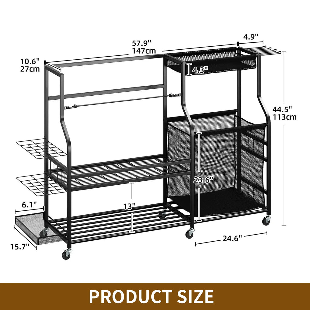 3 Golf Bag Organizer with Wheels Accessories Rack