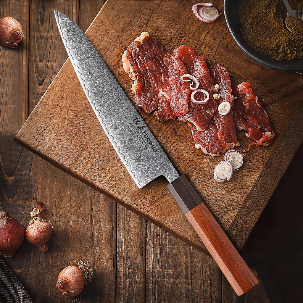 8.2" Japanese Chef Knife Damascus Steel Hand Forged