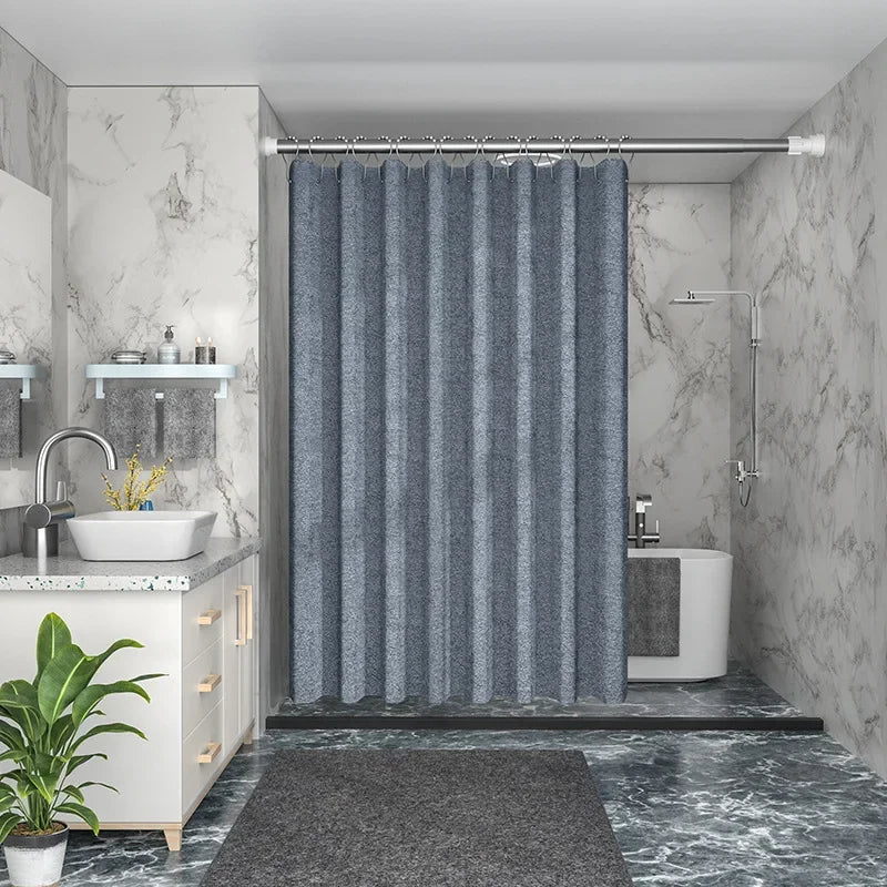 Waterproof Imitation Linen Shower Curtain, 6 Colors