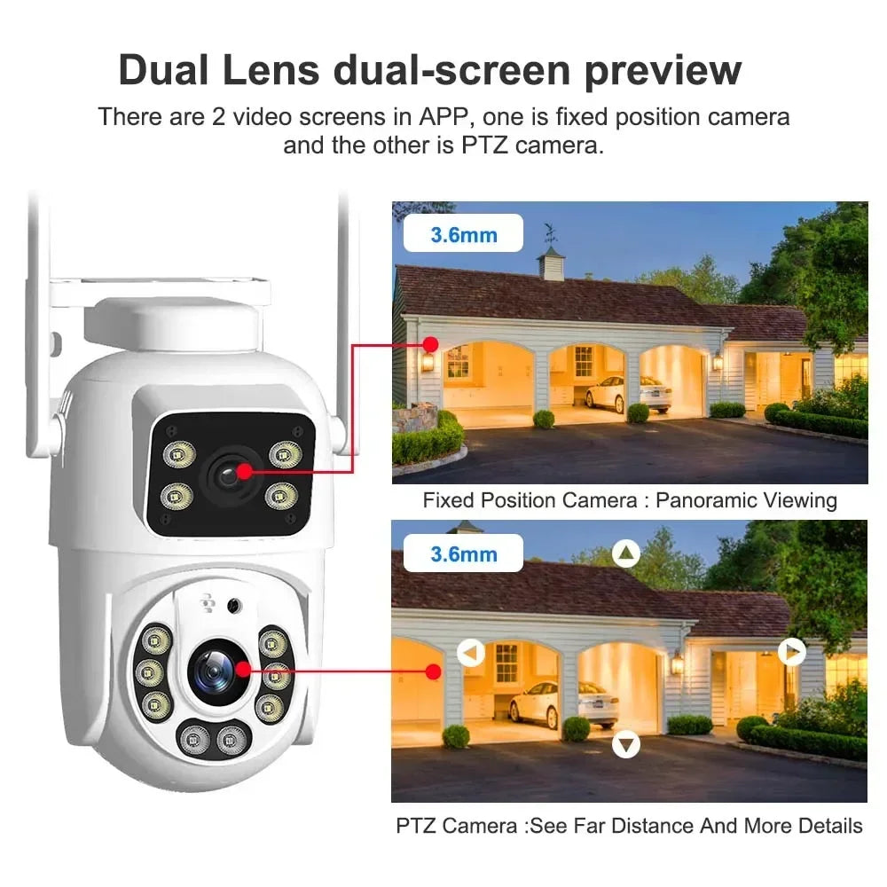 Camera Dual Lens Outdoor CCTV Security Protection