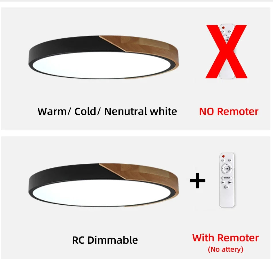 LED Ceiling Light, Wood Plus Multicolors