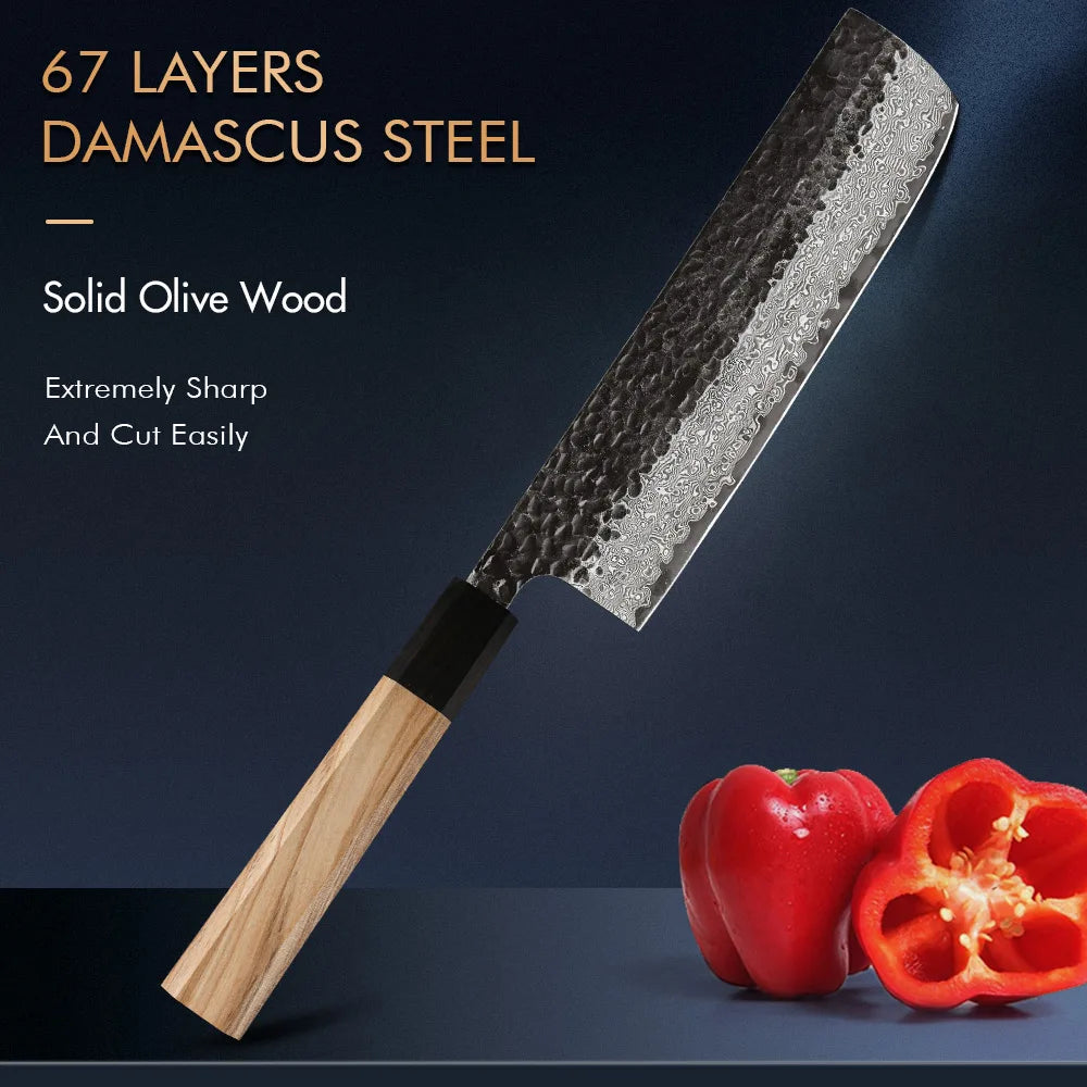 7 " Nakiri Knife 67 Layer Damascus Steel