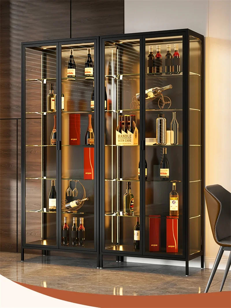 Glass Door Display Cabinet, Minimalist Light