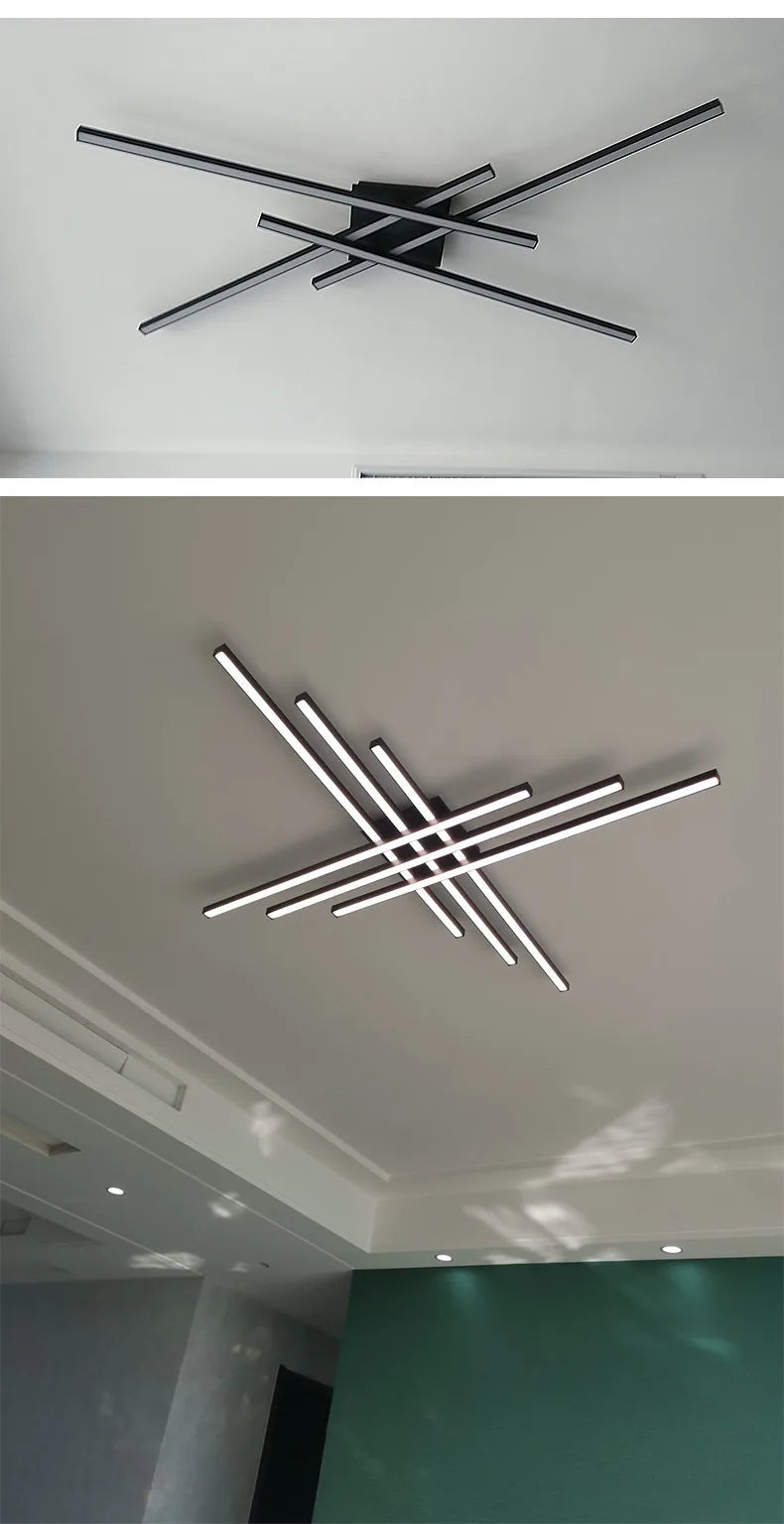 square led ceiling lamp, strip lights, black, white