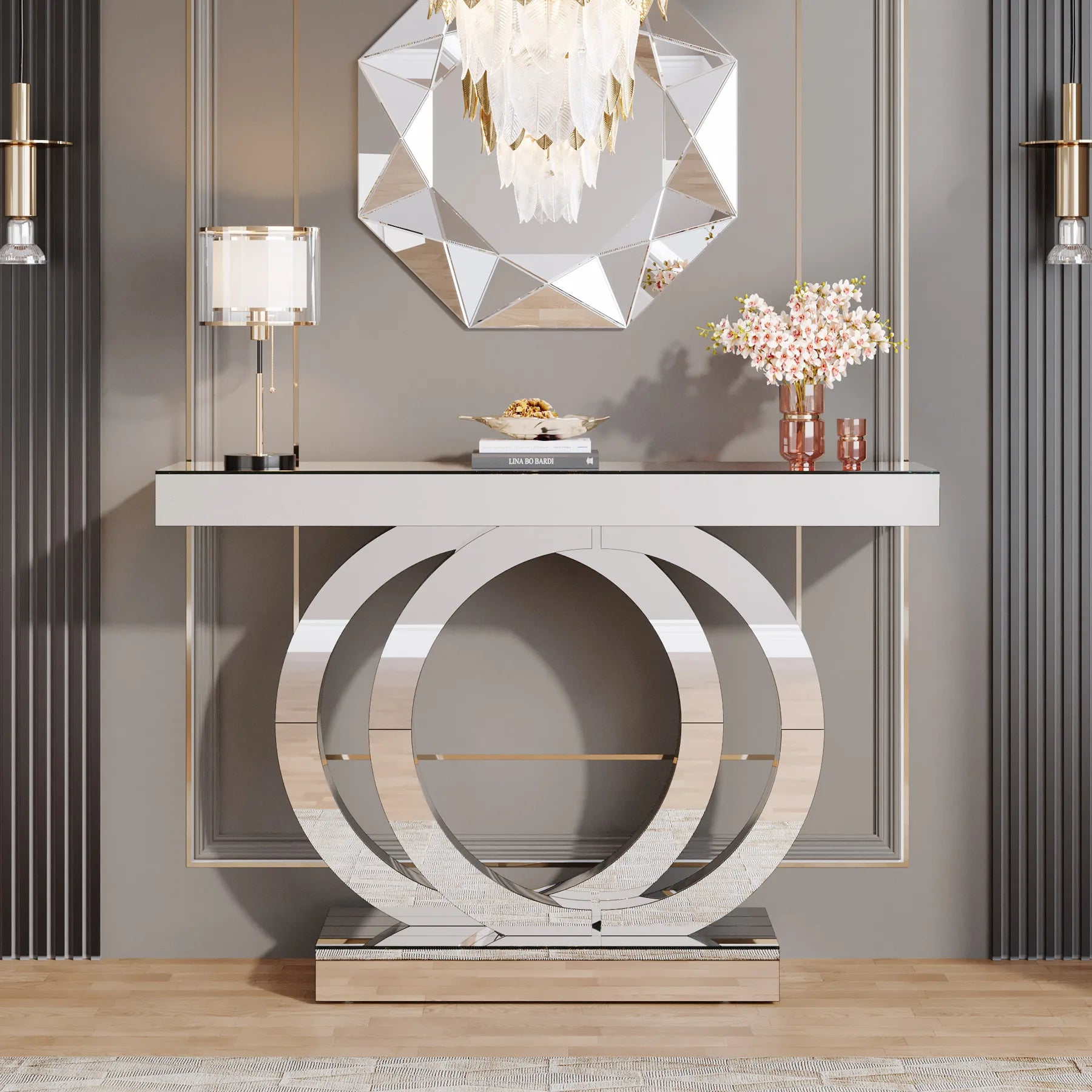43.3" Table with Thickened Mirror Finish Tabletop