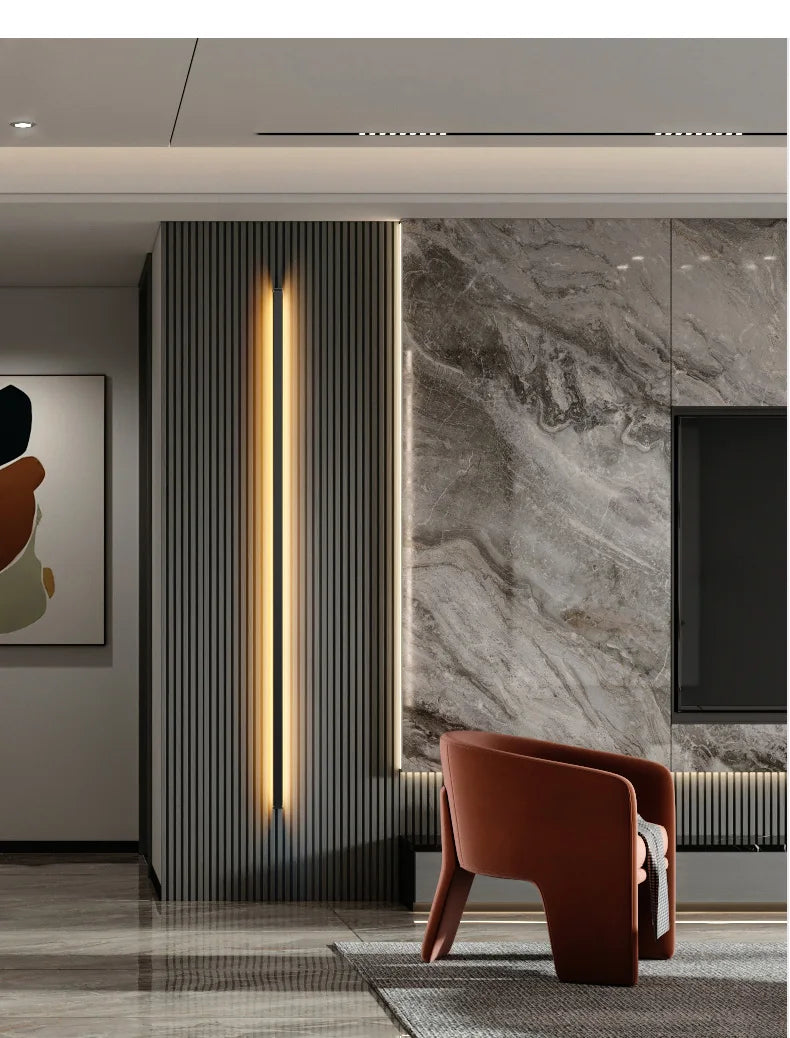 Wall lamp long strip black background