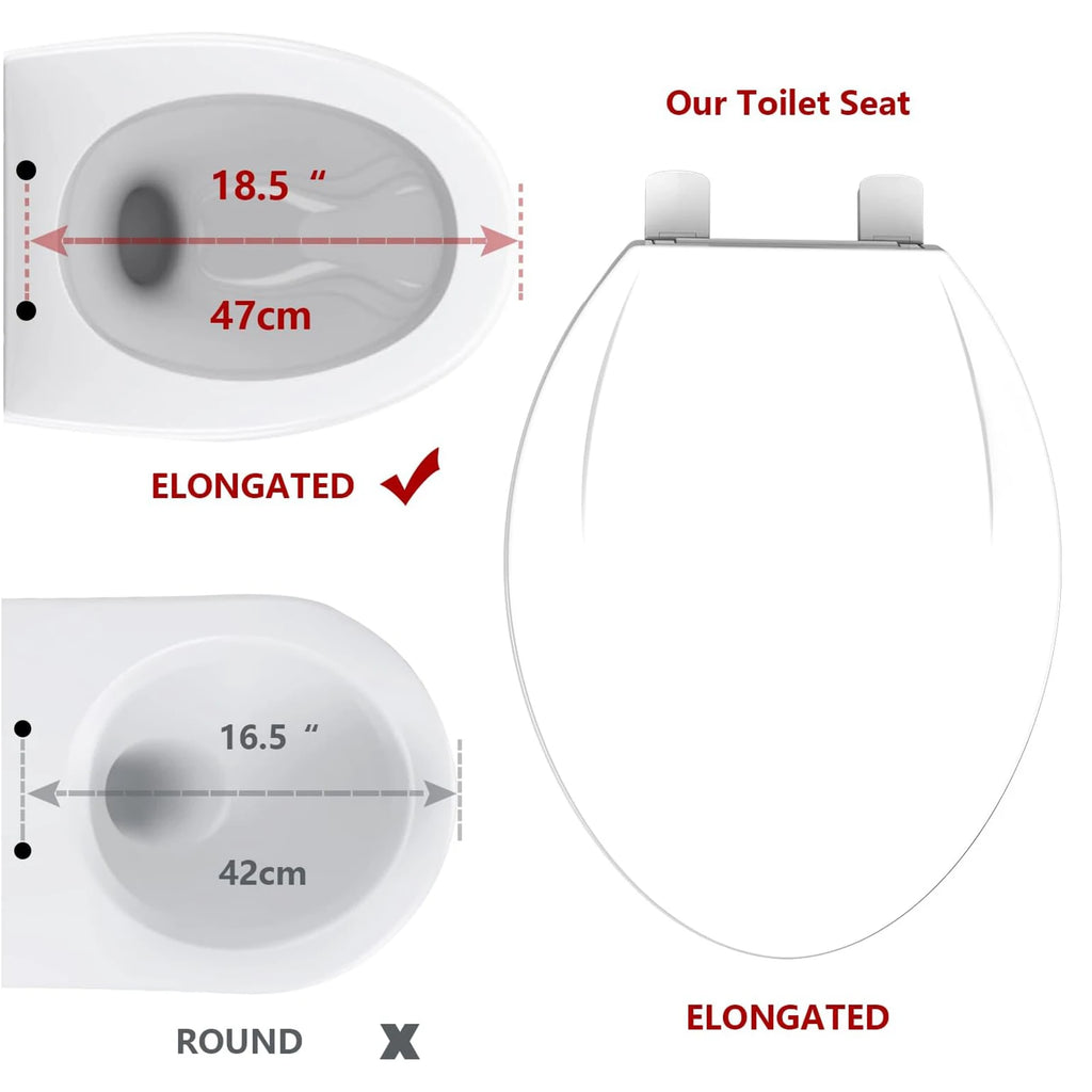 Elongated Toilet Seat, Quick Release-Attach, Soft Close