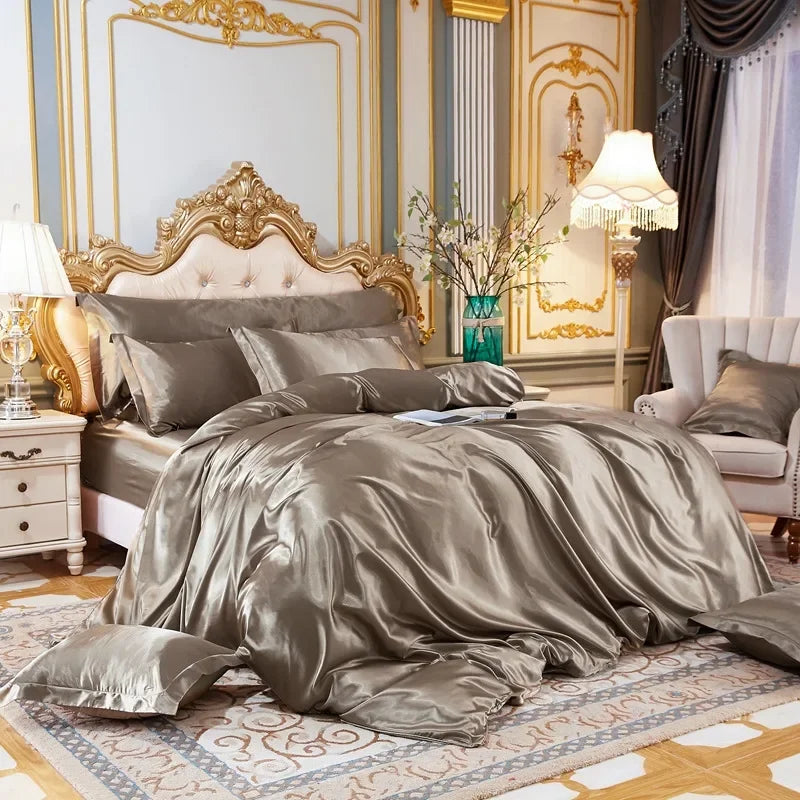 Satin Bedding Set, Duvet Cover, Bed Sheet, Pillowcase,