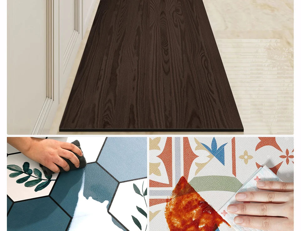 Waterproof Floor Mat Brown Imitation Wood Grain