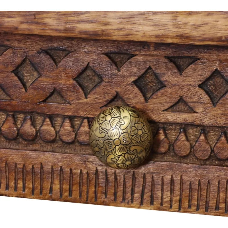 Solid Wood Hand Carved Sofa Table, Drawer