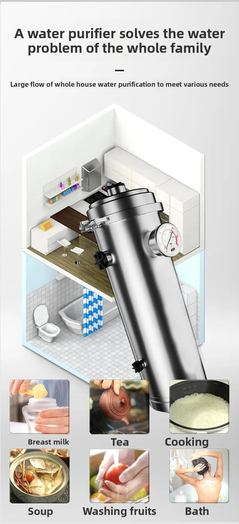 Whole house direct drinking ultrafiltration filter