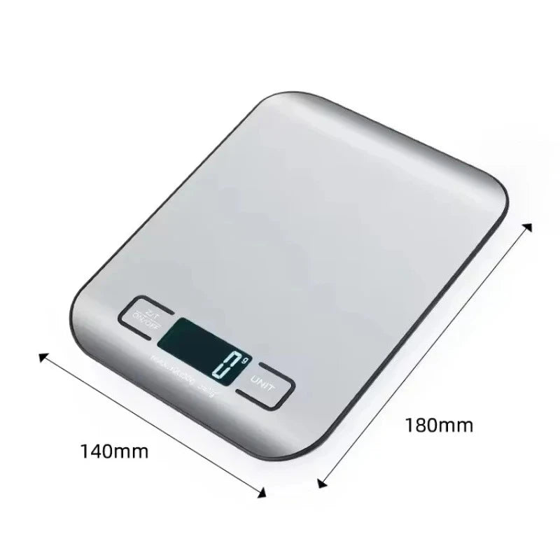 5kg-1g Kitchen Scale, LED Display, Stainless Steel Panel