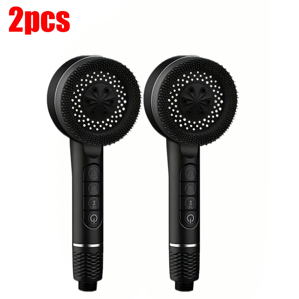 4 Modes Shower Head, Silicone Brush, High Pressure, Filter