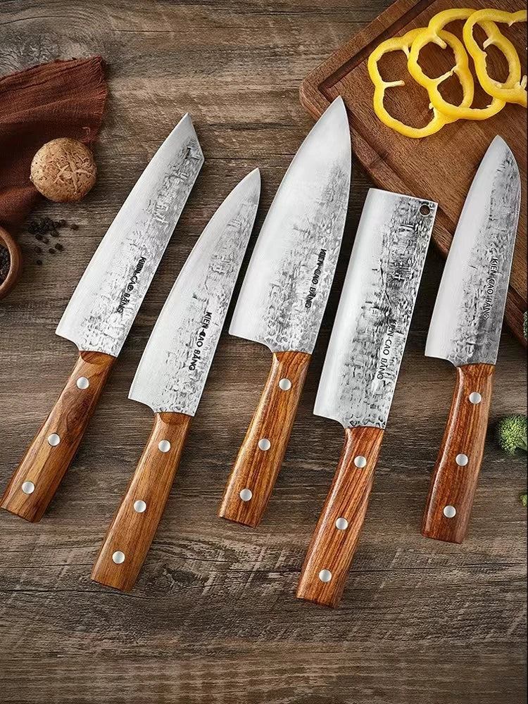 1-5pcs Japanese Kitchen Knives Set Stainless Steel Forged