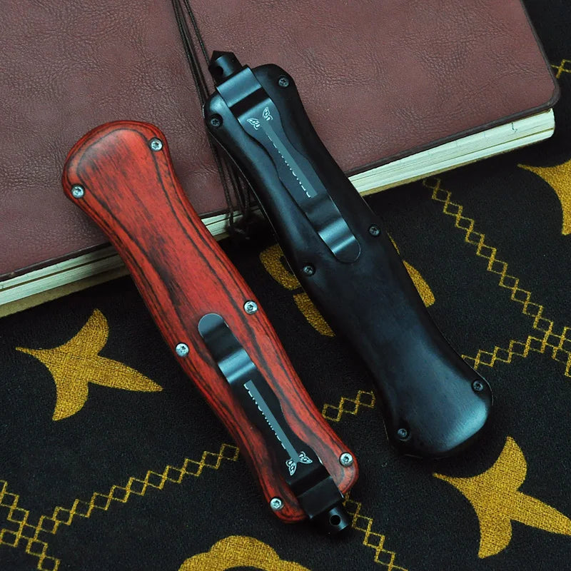 Tech Knife, Wood+ Stell Handle