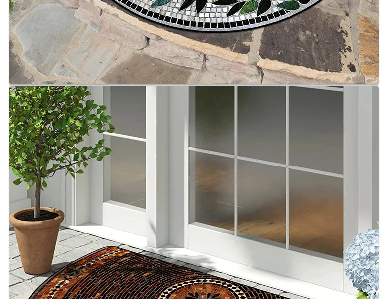 Entrance Doormat House, Outdoor, Semi-circular, Floral Style