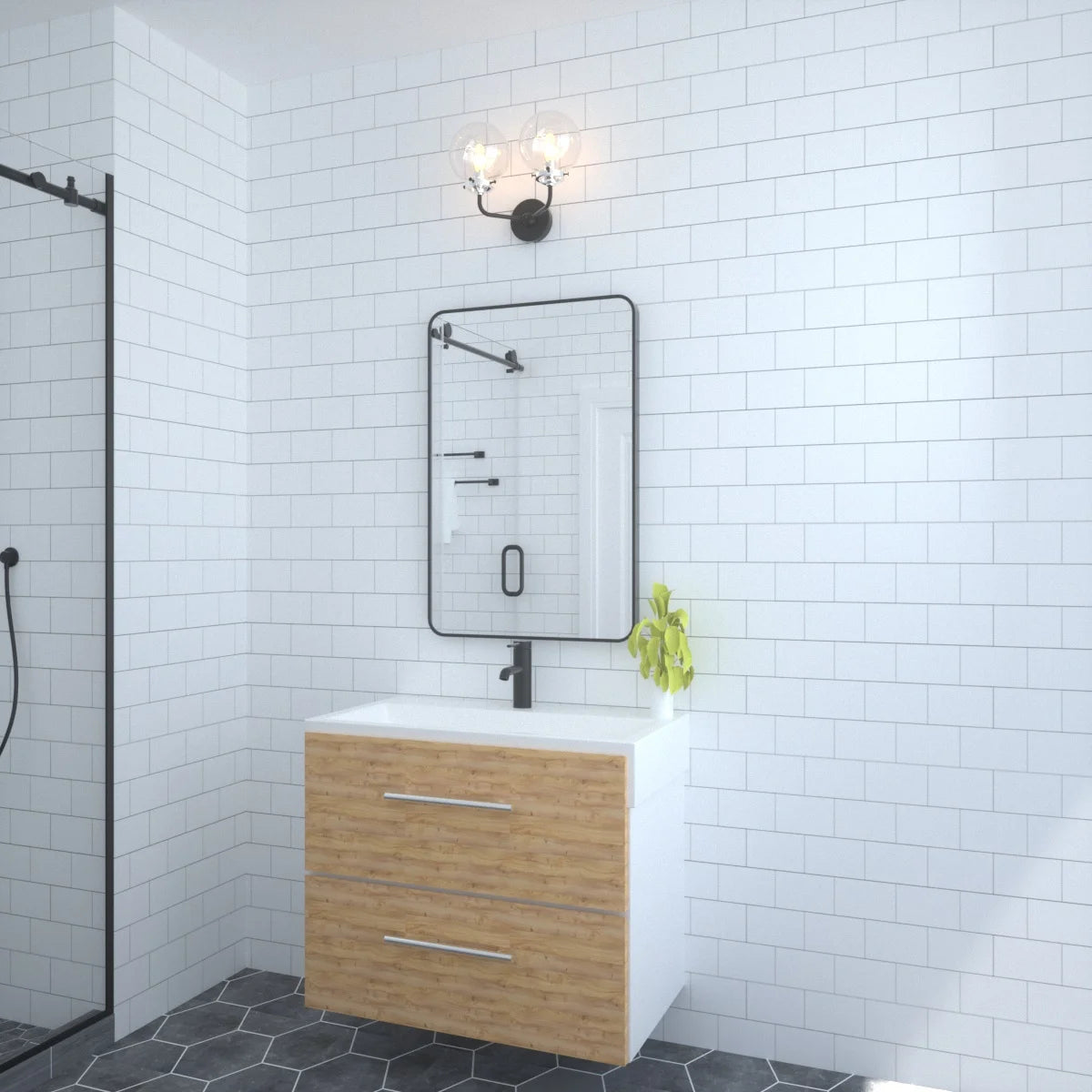 Matte Black Rectangle Wall Mirror